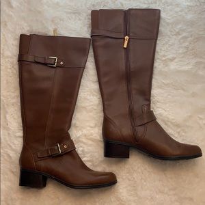 Brown knee high boots